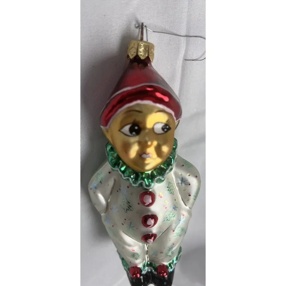 Vintage Radko Sweethearts Green Clown Christmas Ornament Creepy Eyes Rare‎